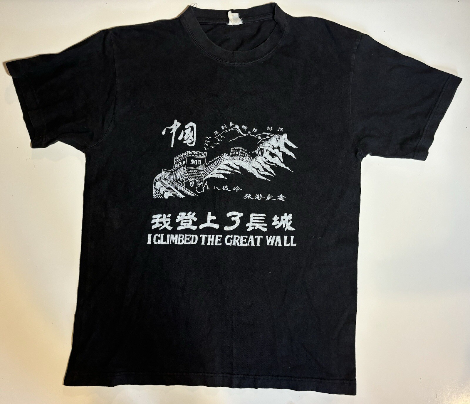 Vtg 90s I Climbed The Great Wall China Faded T Shirt Sz M Dragon Art Asia Grunge gallery