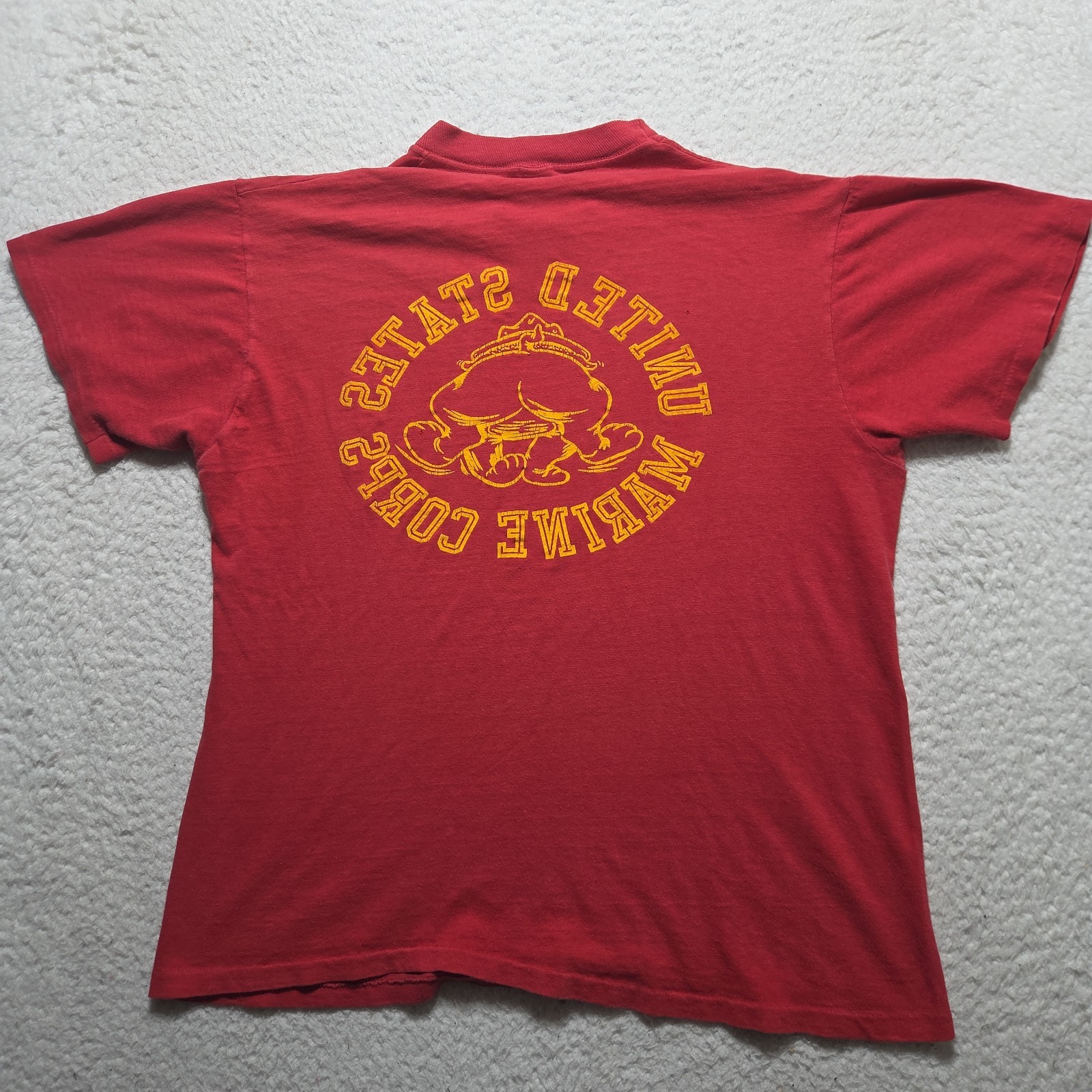 vtg 80s USMC MARINE CORPS BULLDOG 2-SIDED T-Shirt Large single stitch Distressed gallery