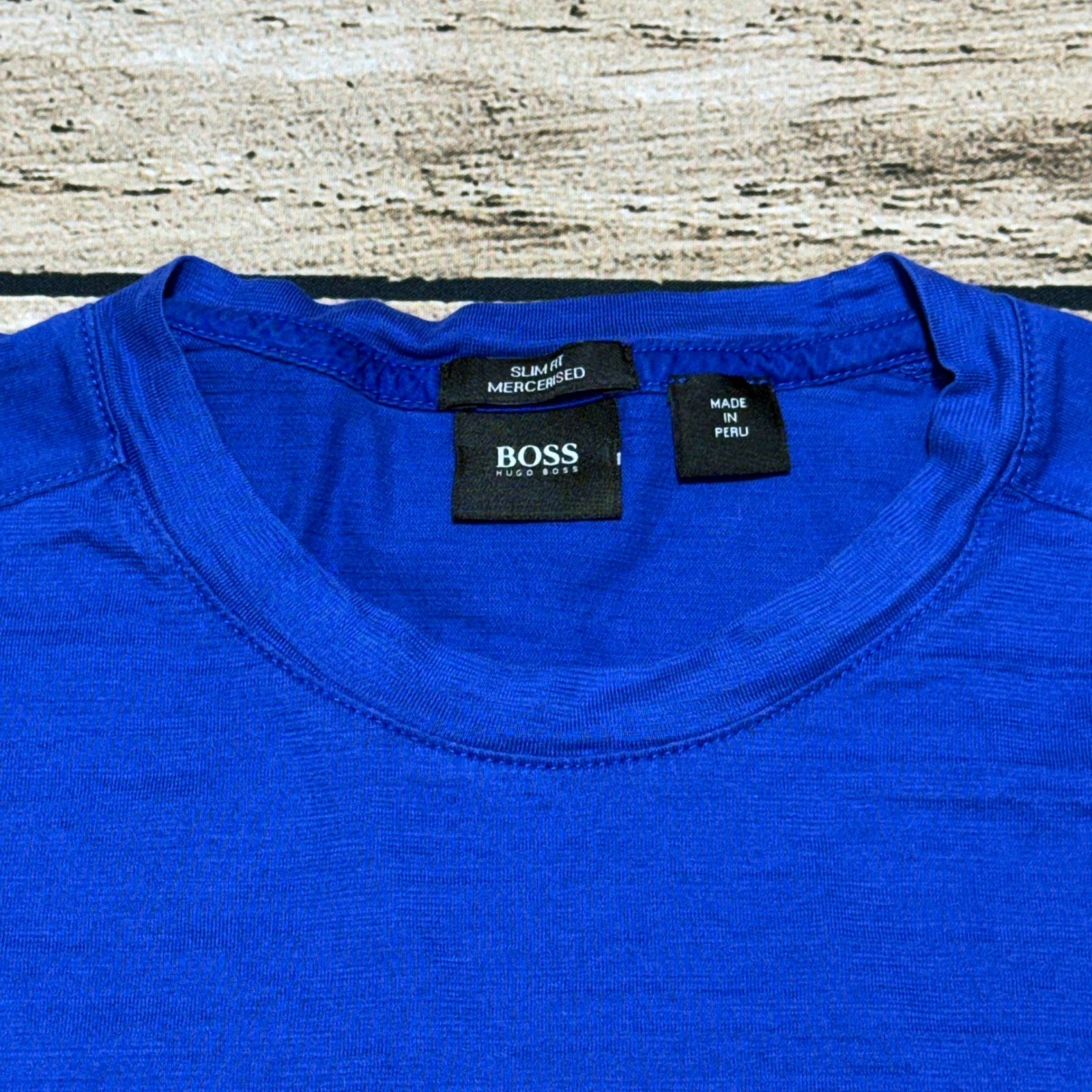 Hugo Boss Long Sleeve T-Shirt Mens Small Blue Slim Fit Mercerized Cotton Tee gallery