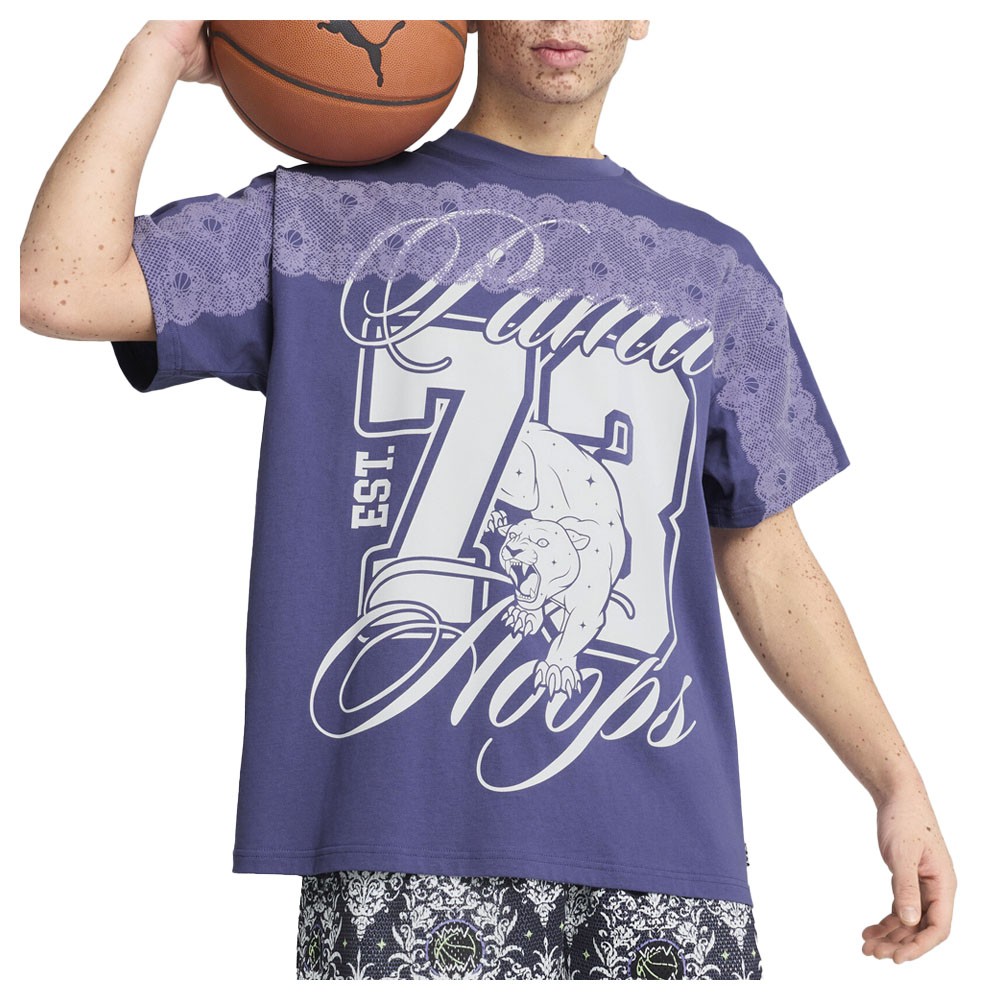 PUMA Lace Em Up Laced Up Oversized Crew Neck Short Sleeve T-Shirt Mens Blue Casu gallery