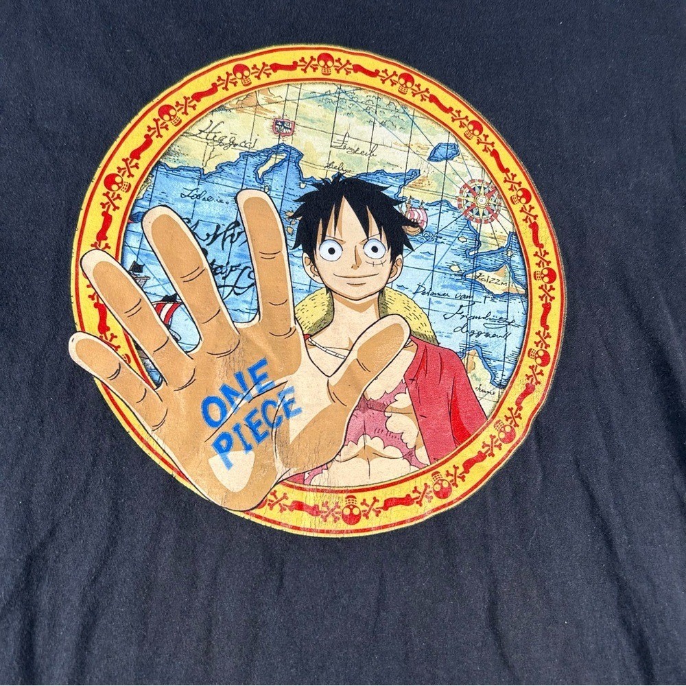 Vintage One Piece Shirt Men XL Black Y2K Luffy Solo Hit Anime Rare 2000s Tv Show gallery