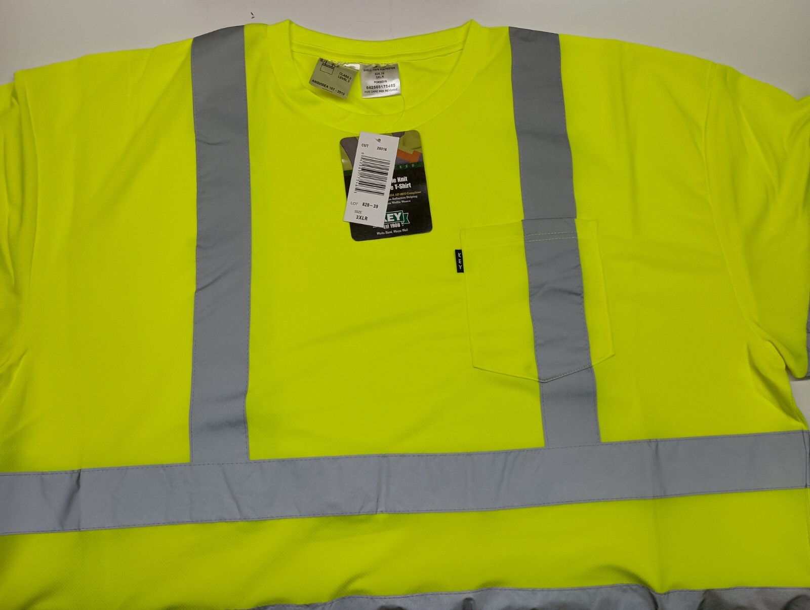Key Safety Green Hi-Vis Waffle Knit Short Sleeve T-Shirt Mens 3XLR New gallery