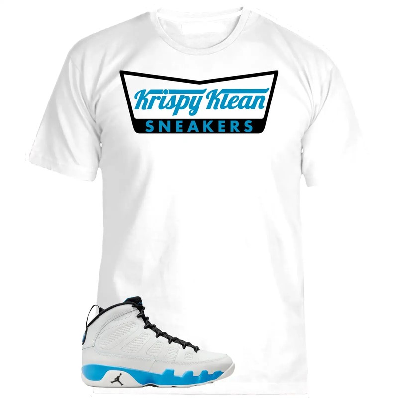 Jordan 9 Powder Blue Sneakers Match T-Shirt wht – “KRISPY KLEAN”