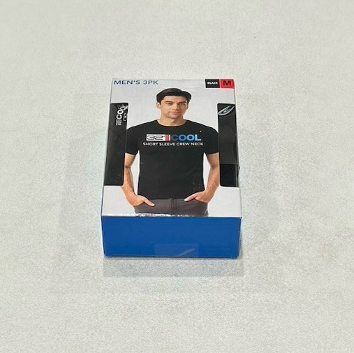 32 Degrees Cool Men’s 3 Pack Short Sleeve Crew Neck Shirt, Black, Size M