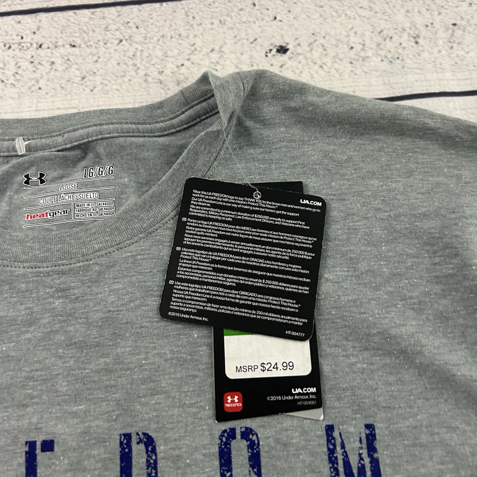 NEW Under Armour Loose Heatgear Freedom USA Short Sleeve T Shirt Mens Large Gray gallery