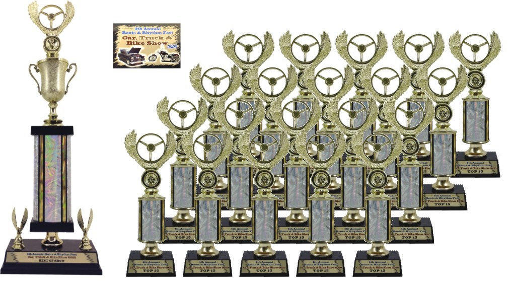 CAR SHOW TROPHIES AWARDS SMALL TROPHY PACKAGE 2C TOP 20 CAR SHOW AWARDS #
