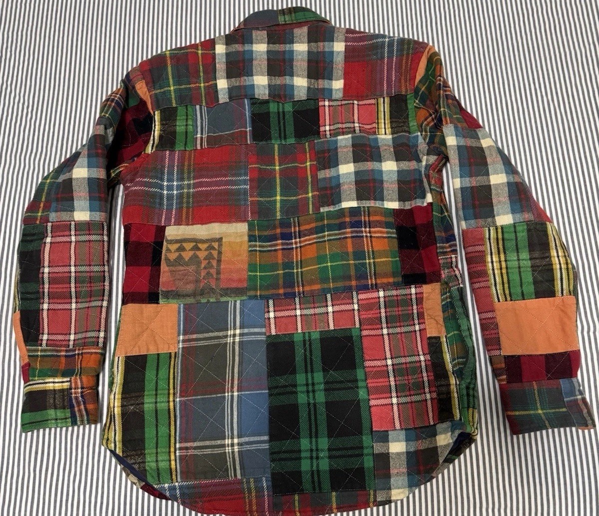 RARE POLO RALPH LAUREN PATCHWORK QUILTED WESTERN BUTTON SHIRT JACKET SZ XS gallery