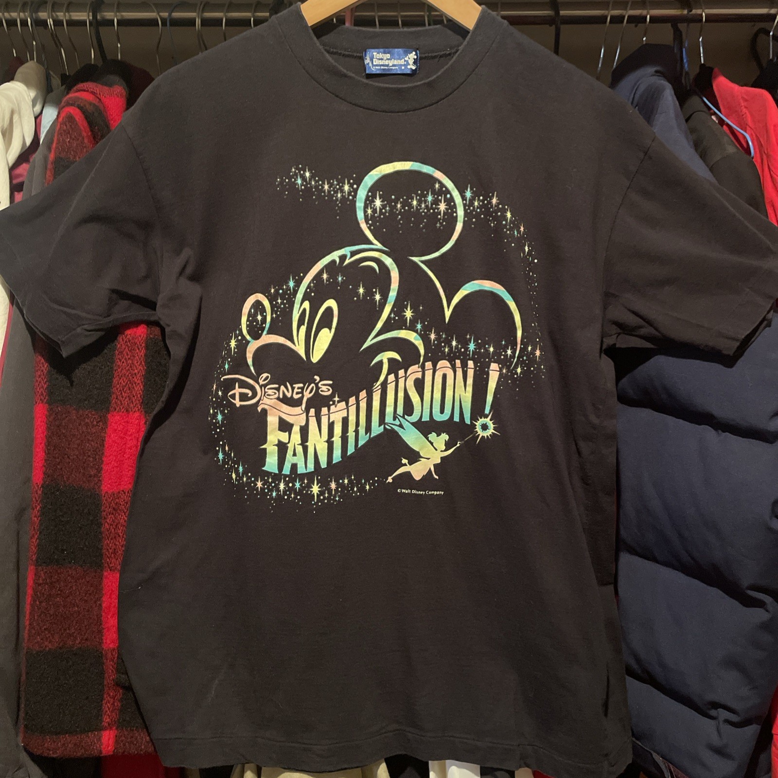 Vintage Tokyo Disneyland Fantillusion Mickey T Shirt Black Single Stitch Size M gallery