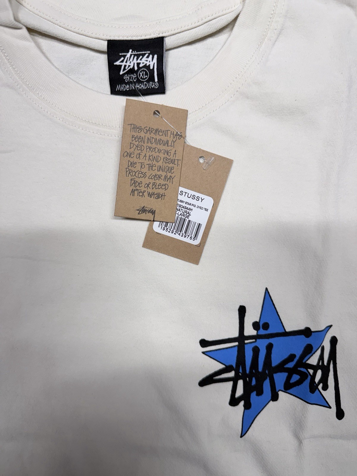 Stussy Shirt Star Tee Tshirt Natural Size Medium NWT Double Sided Streetwear gallery
