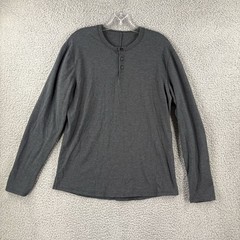Lululemon Henley Shirt Mens Medium M Gray Long Sleeve Athletic Performance