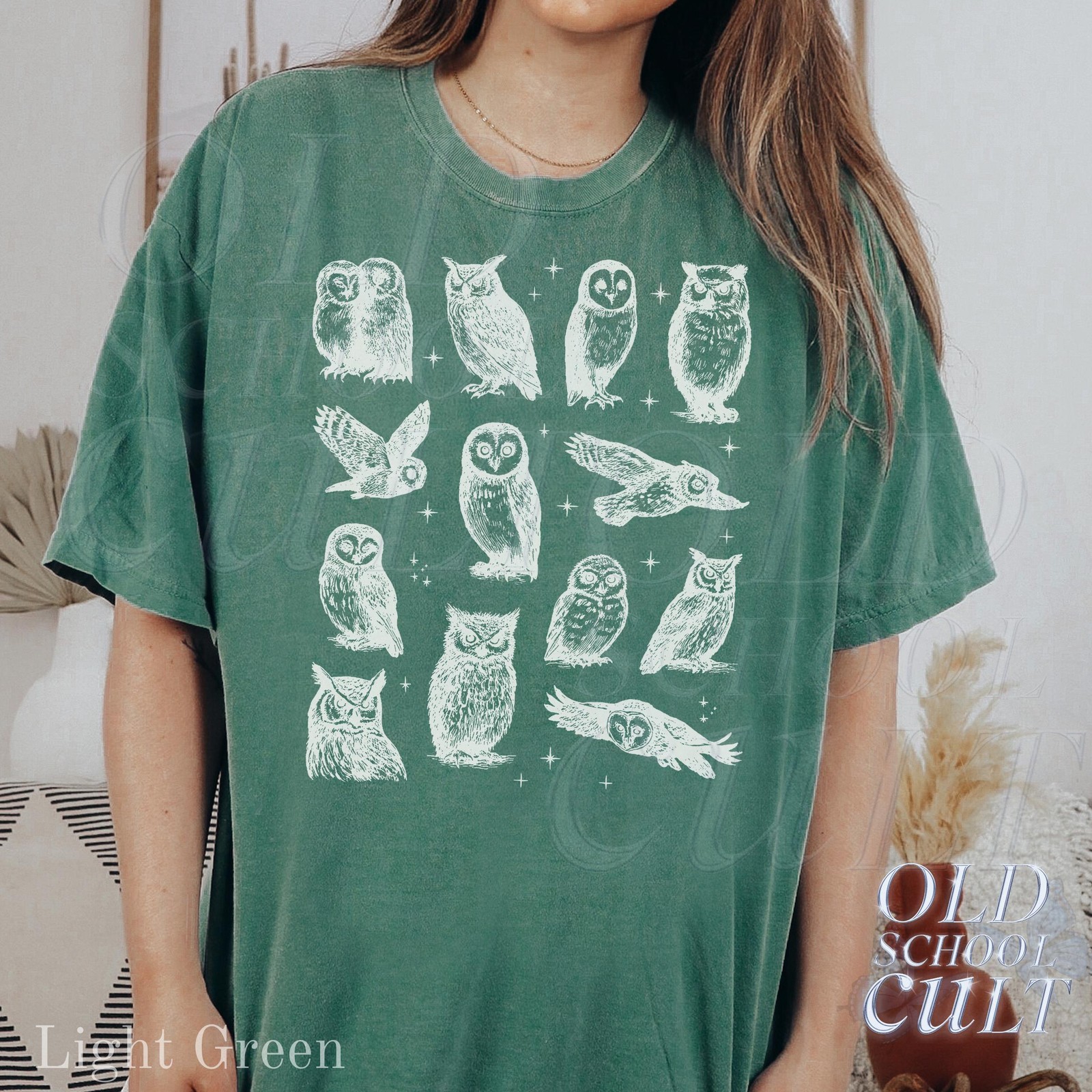 Owls 90s Comfort Colors Vintage Tattoo Style Tshirt, Retro Mythical Owl Lovers gallery