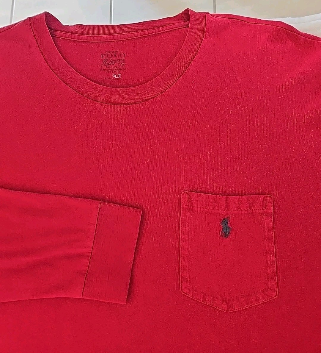 Polo Ralph Lauren Mens 3LT Long Tall Long Sleeve Tee Shirt Burgundy Pocket Pony gallery