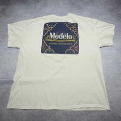 Modelo Cerveza Celebra Cinco De Mayo Cream Graphic T-Shirt Mens XL Boxy Fit
