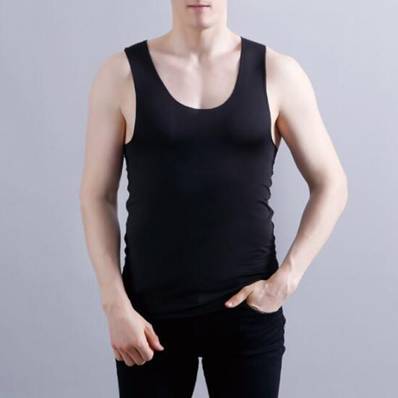 Men's Sleeveless T Shirts Tank Top V-neck Ice Silk Vest Undershirts Breathable gallery