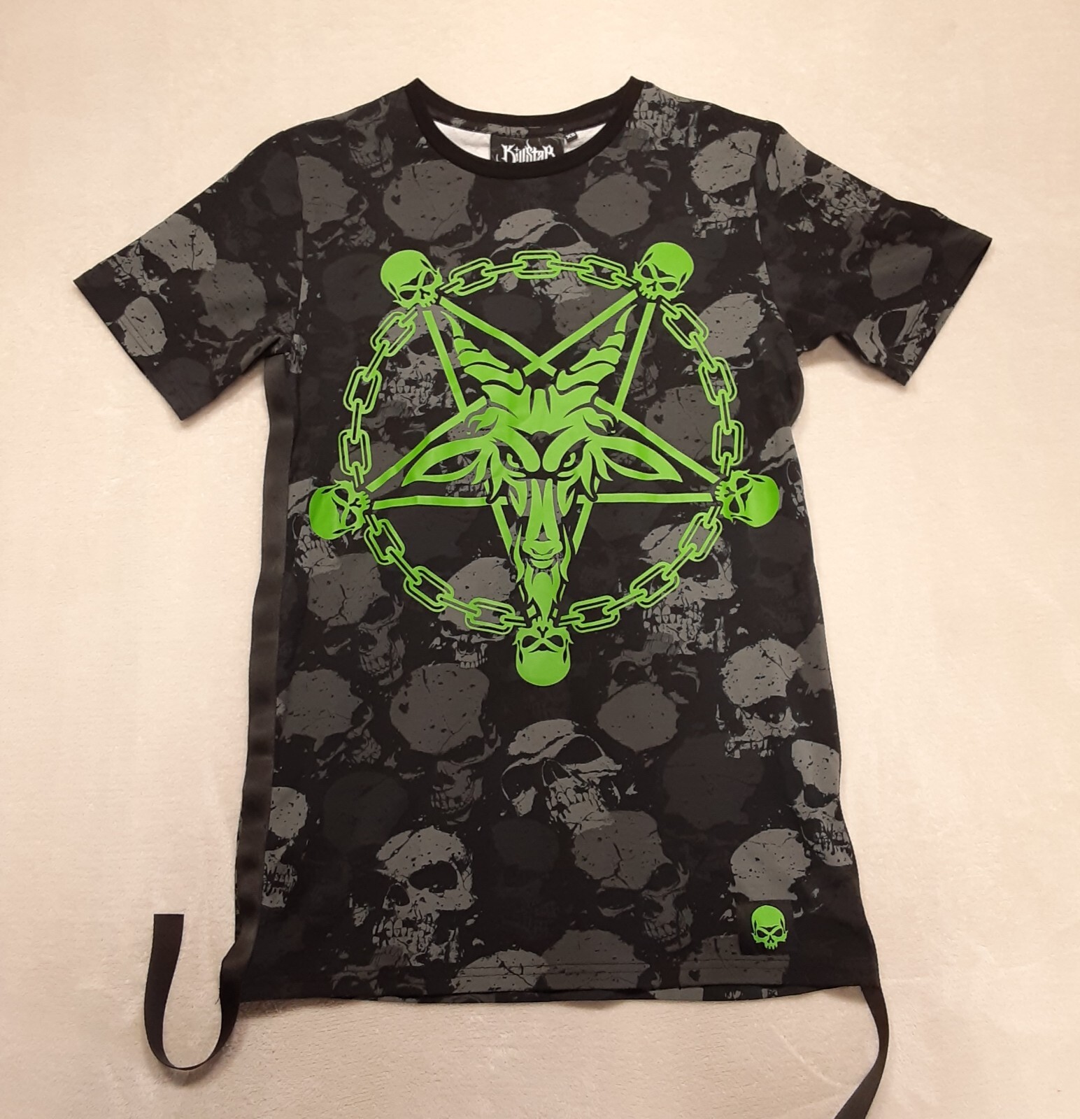 Killstar Mens Tzompantli T ShirtSz.XS/Black/Green/Skulls/Baphomet/Unisex