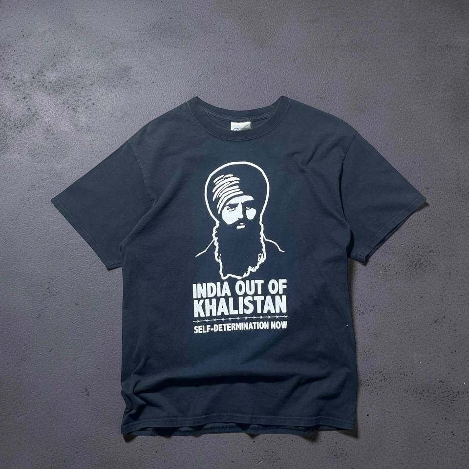 Port and Company India Out Of Khalistan Sikh Political Graphic T-Shirt Black M