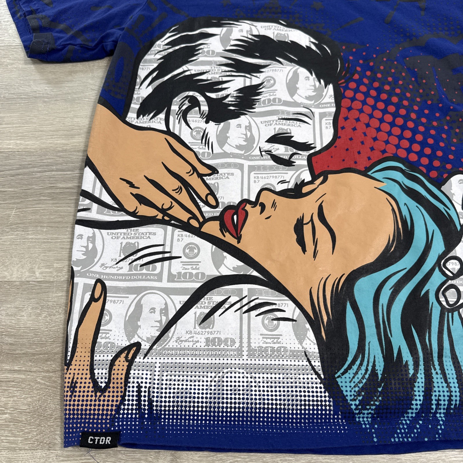 Contender True Love Shirt Blue Pop Art Money Print Tee Men’s Large gallery