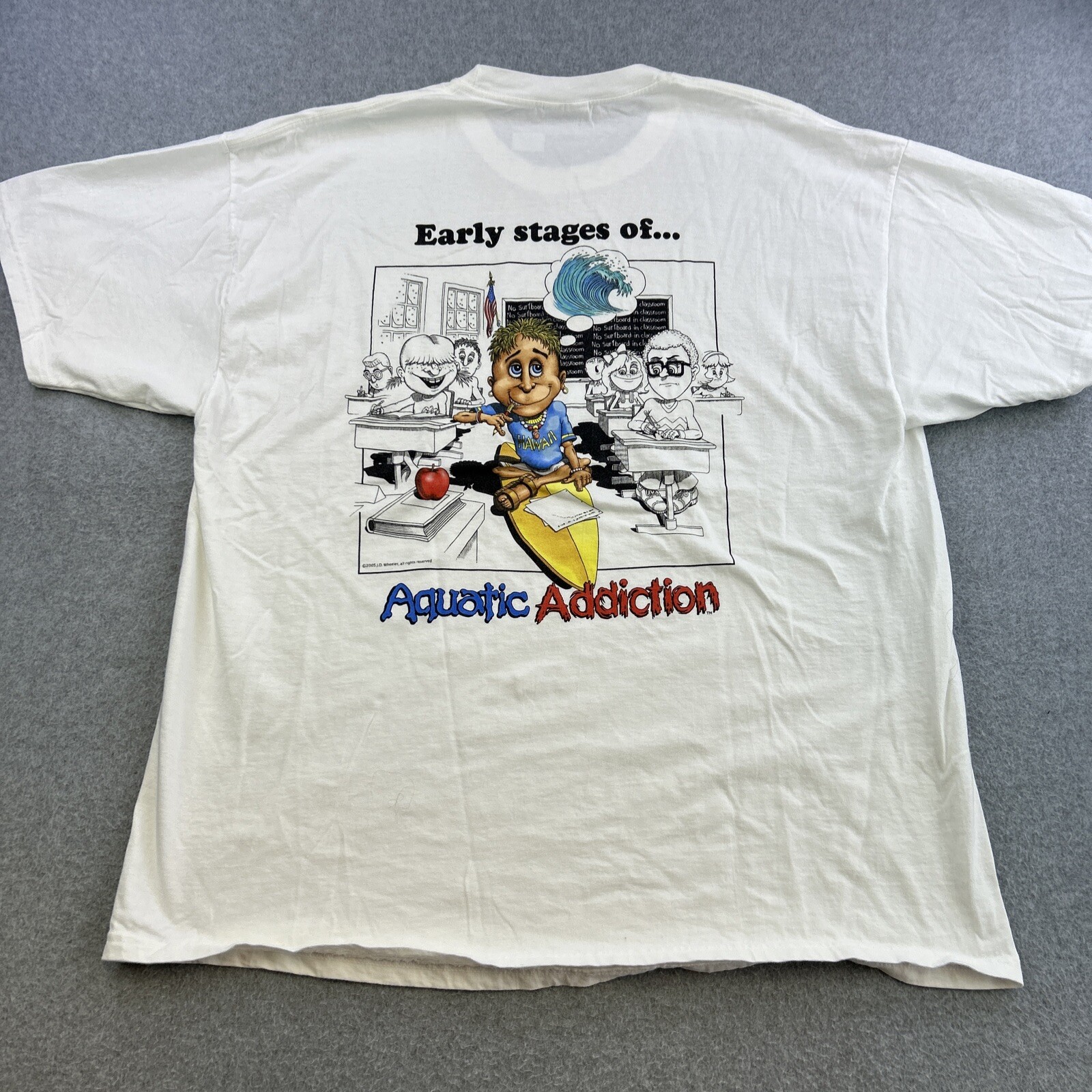 Vintage Aquatic Addiction Shirt Mens 2XL White Graphic Print Short Sleeve Adult gallery