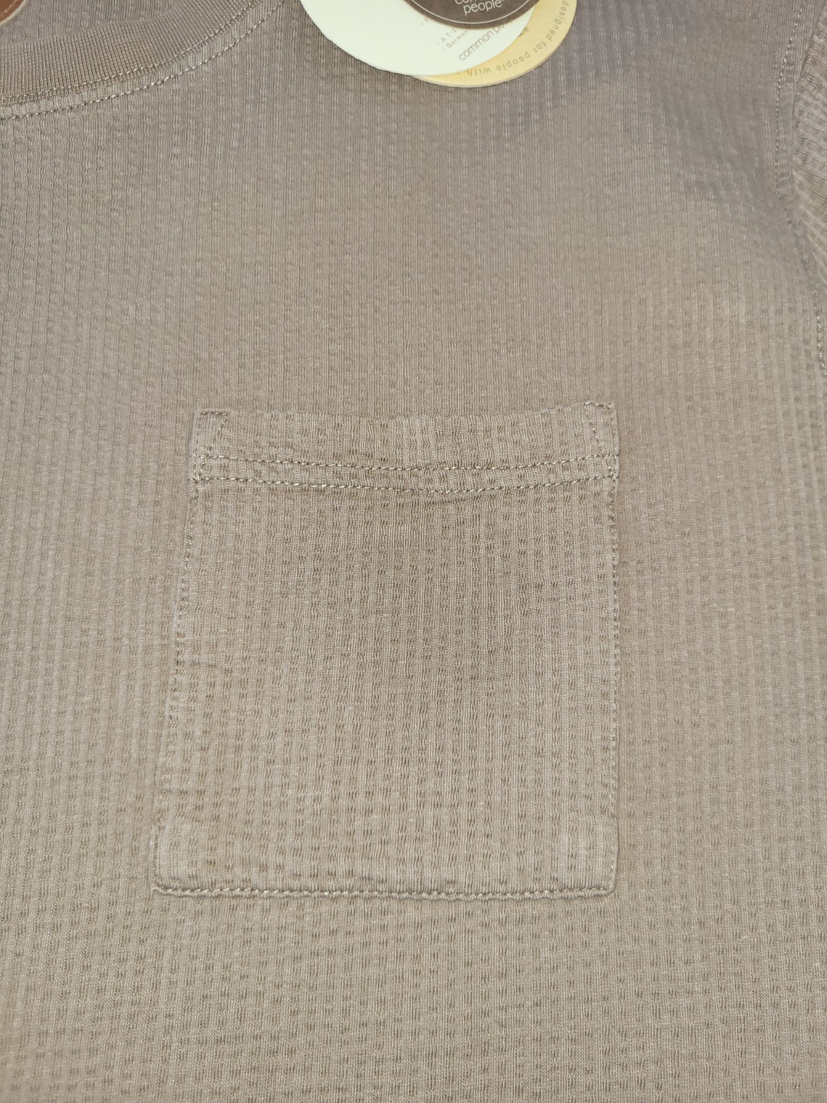 Common People Mens XL Seersucker GD Tee Brown Pocket Tshirt Cotton Minimalist gallery