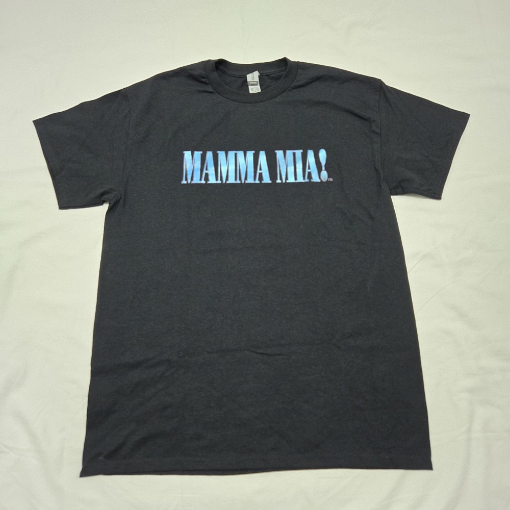 Size MEDIUM Mamma Mia! Black T-Shirt Short Sleeve Graphic Musical Tee