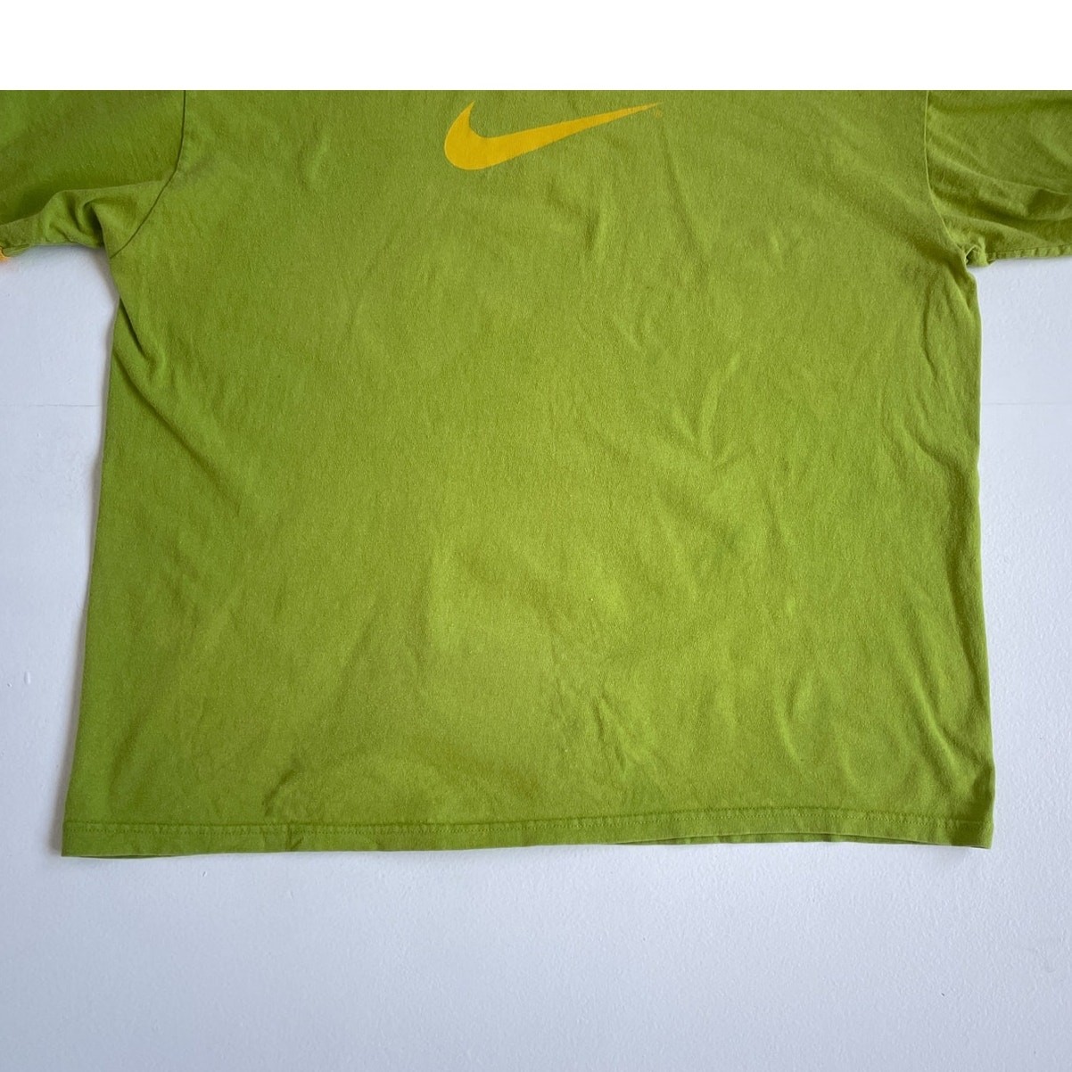 Vtg 90s Y2K Lemon + Lime NIKE Ringer Swoosh T-Shirt / Size XL Cotton Logo Sport gallery