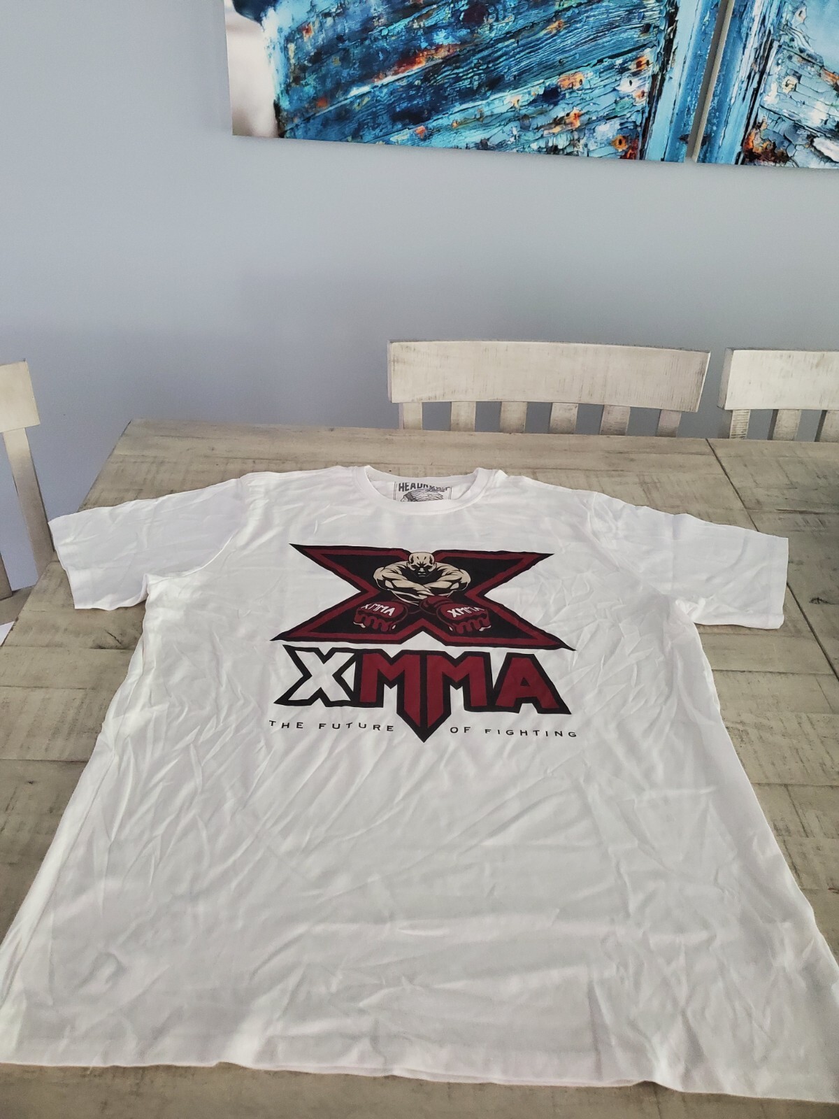 Mens Headrush XMMA The Future Of Fighting STAFF white T-Shirt SIZE Large