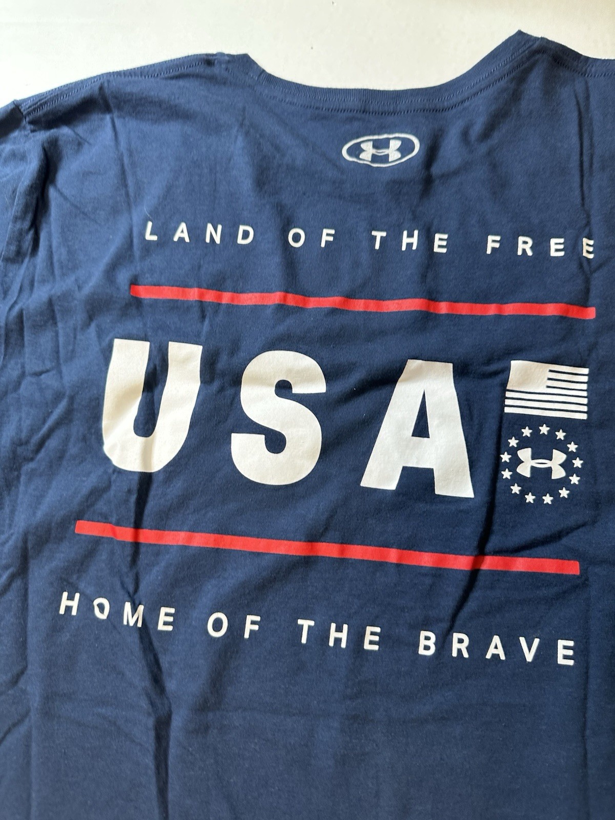 Under Armour Shirt Adult XXLarge Blue USA Land of the Free Home of the Brave Tee gallery