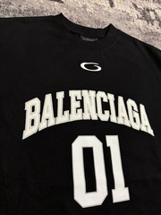 Balenciaga Black Jersey Embroidered Logo Crew Neck Short Sleeve Men’s T-Shirt XS