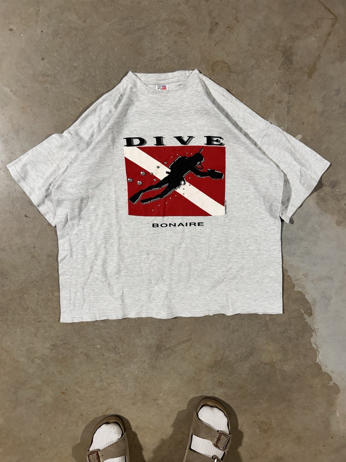 Vintage Dive Bonaire Graphic Flag T-shirt Size XX-large