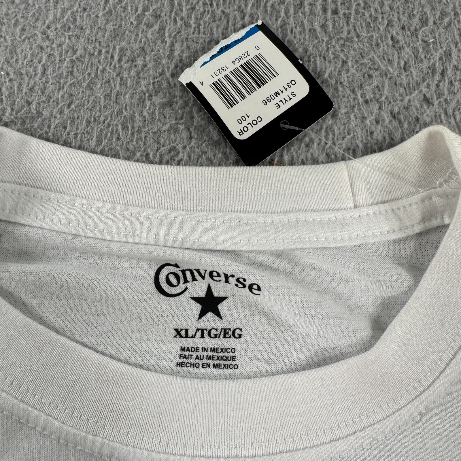 Converse Shirt Men's XL White Casual Crew Neck Spell-Out Logo Graphic Tee gallery