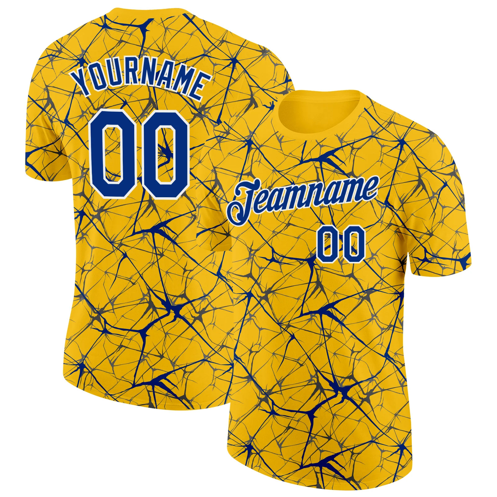 Custom Yellow Royal Abstract Crackle Sports Tee Personalized Jersey Gift gallery