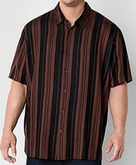 Shaquille O’Neal Button-Down Shirt Men’s Big/Tall Black/Brown Striped 2XL, 3XLT