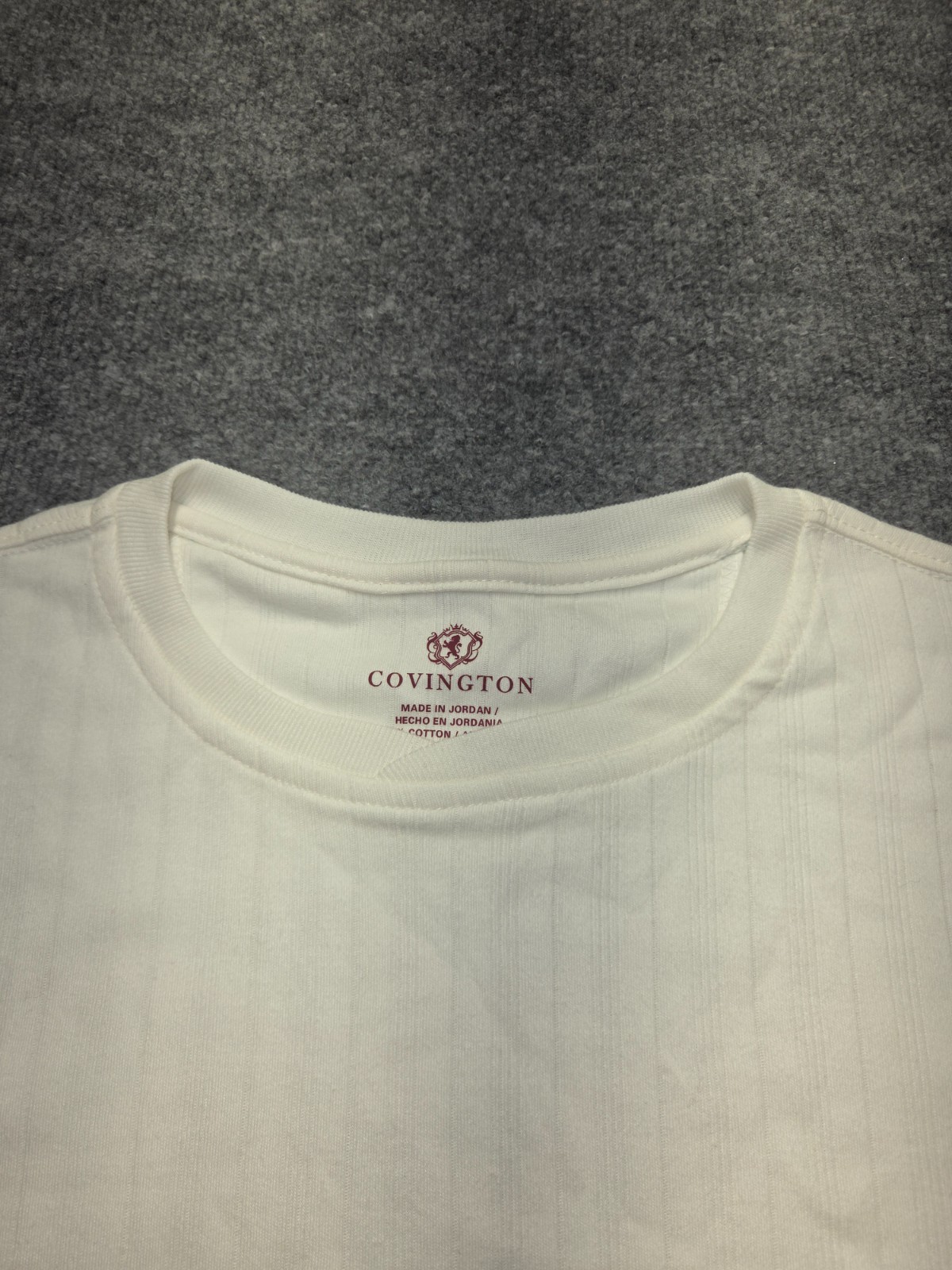 Covington Vertical Ribbed T Shirt Men Sz L White Short Sleeve Crew Neck Casual gallery
