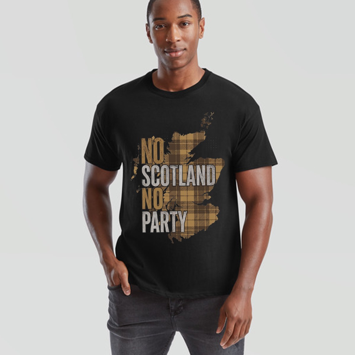 No Scotland No Party Unisex Football T Shirt Scottish Flag Navy Gold Tee gallery