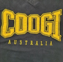 Coogi Men Size XL Solid Black Stitched Letters Short Sleeve V-Neck T-Shirt