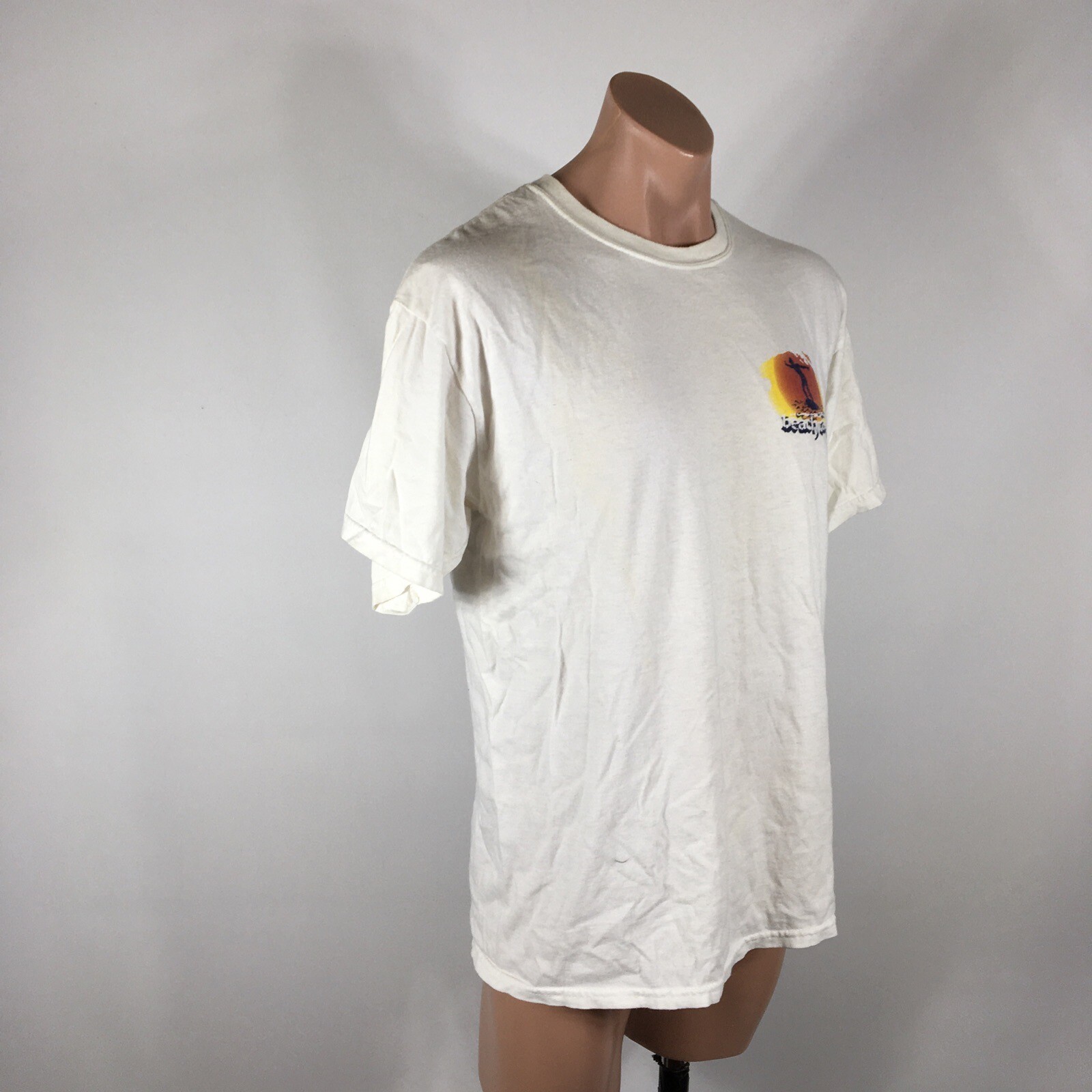 Beach Rays Floral Surfer Beach USA White Vintage 90s T-shirt Large Neon Hawaii gallery