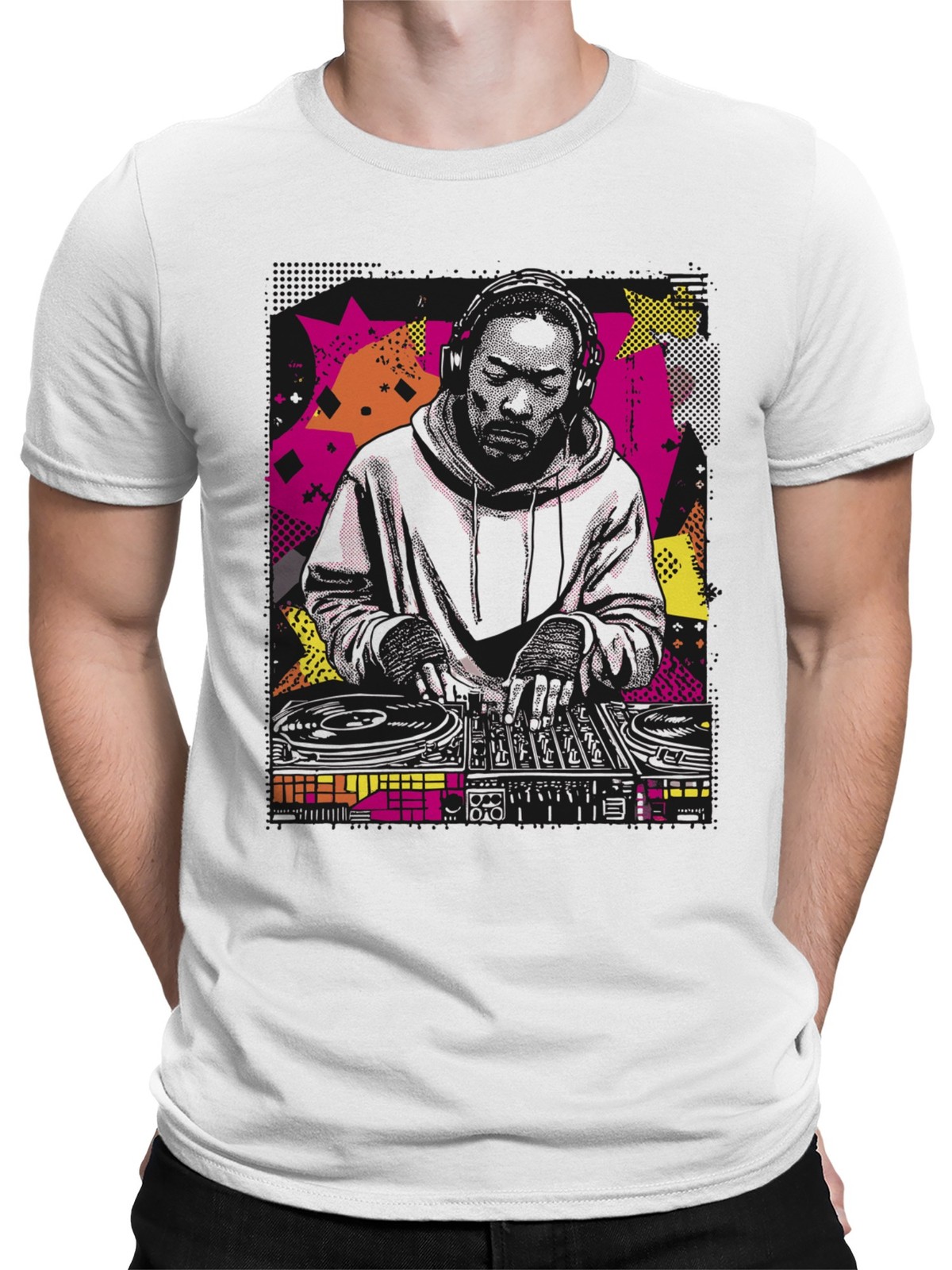 Retro DJ Mixing Pop Art Vibes Men's T-shirt gallery
