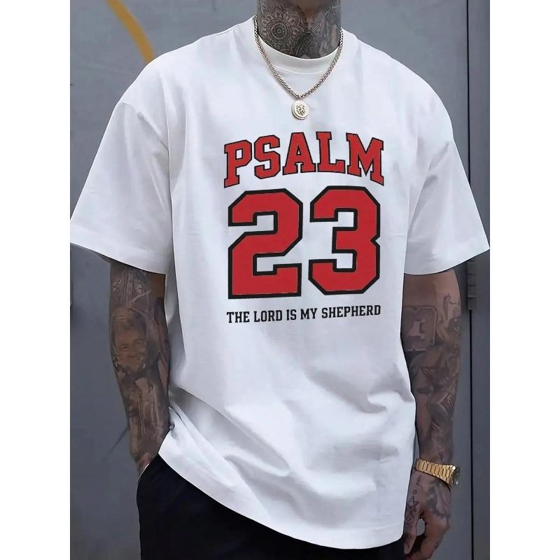 Men’s Christian Pattern Psalm 23 The Lord Is My Shepherd Bible Verse T-Shirt