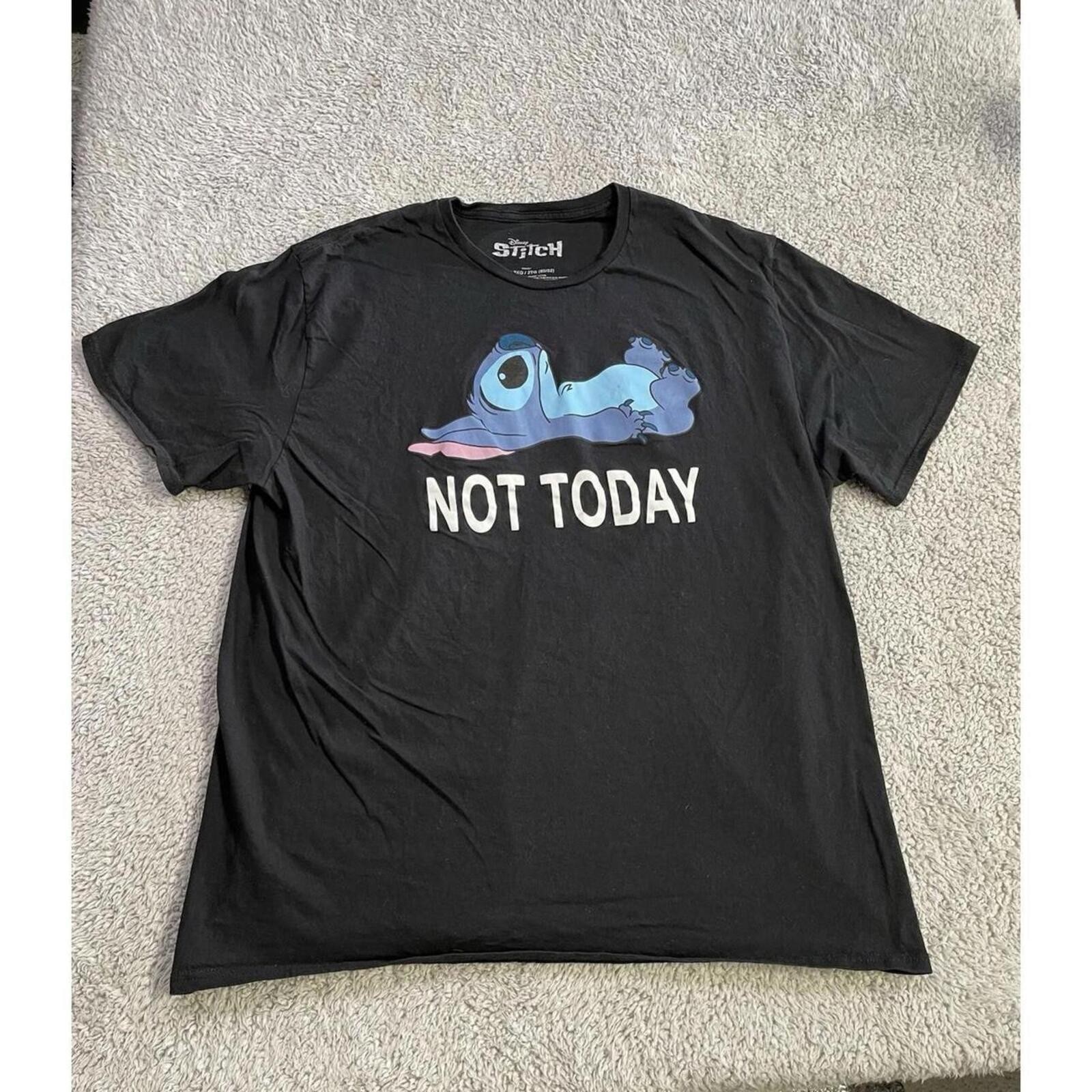 Disney Stitch Shirt Mens XXL Black Not Today Graphic Tee T-Shirt Cartoon Movie