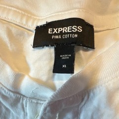 Express Men’s XL Regular White Solid Henley Button Cotton Knit T-Shirt