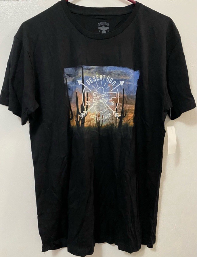 Flag & Anthem Desert Son Black Graphic T-Shirt Cotton Short Sleeves Size Medium