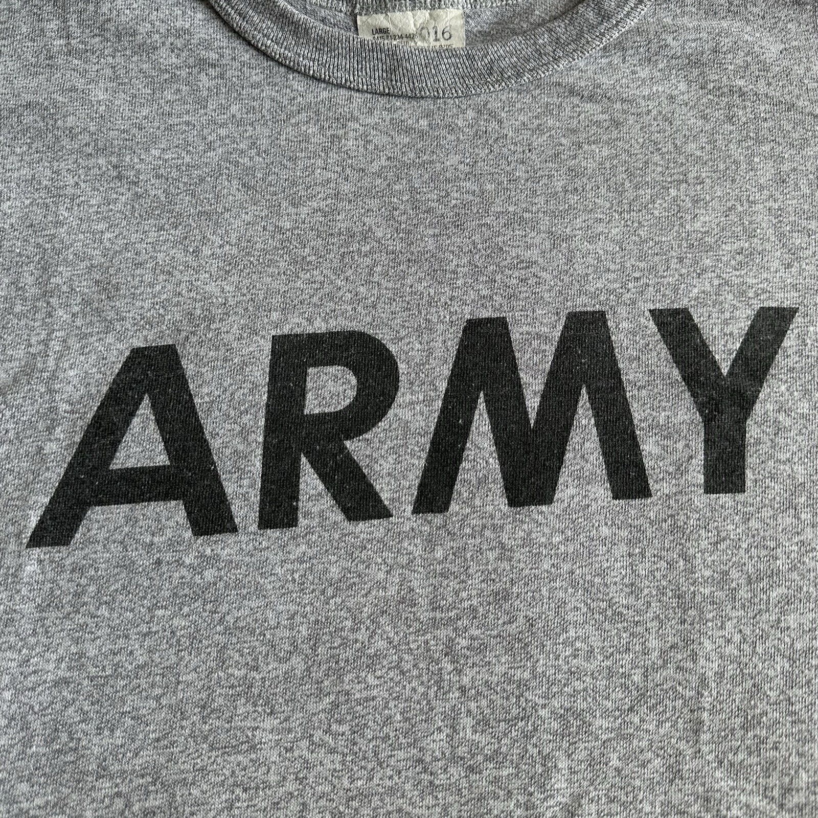 Vintage Champion Army Shirt Tee Mens Large Gray Military Single Stitch 80s USA gallery