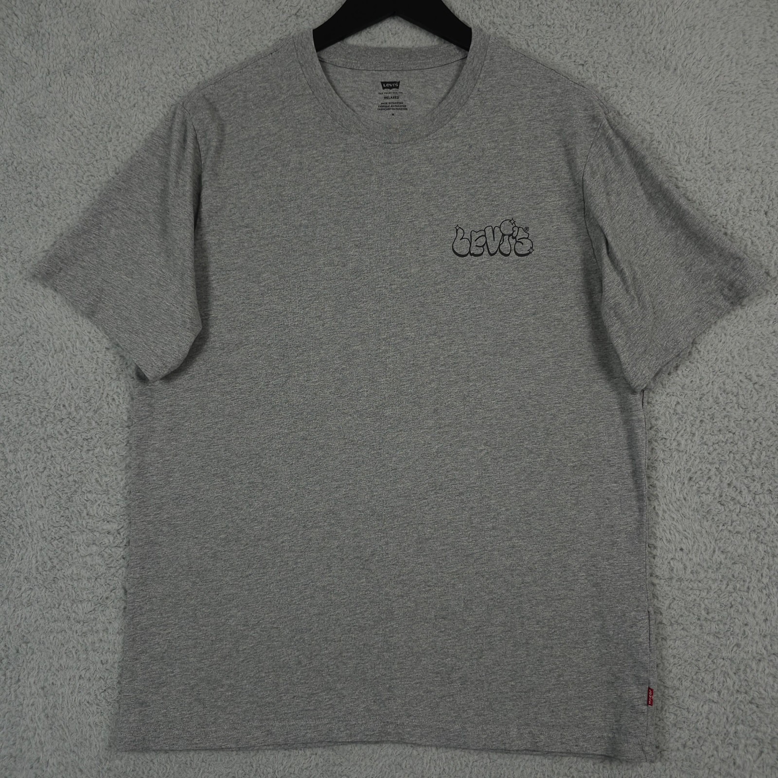 Levis Shirt Mens M Heather Gray Graphic Relaxed Fit Breaking Records Broken Tee gallery