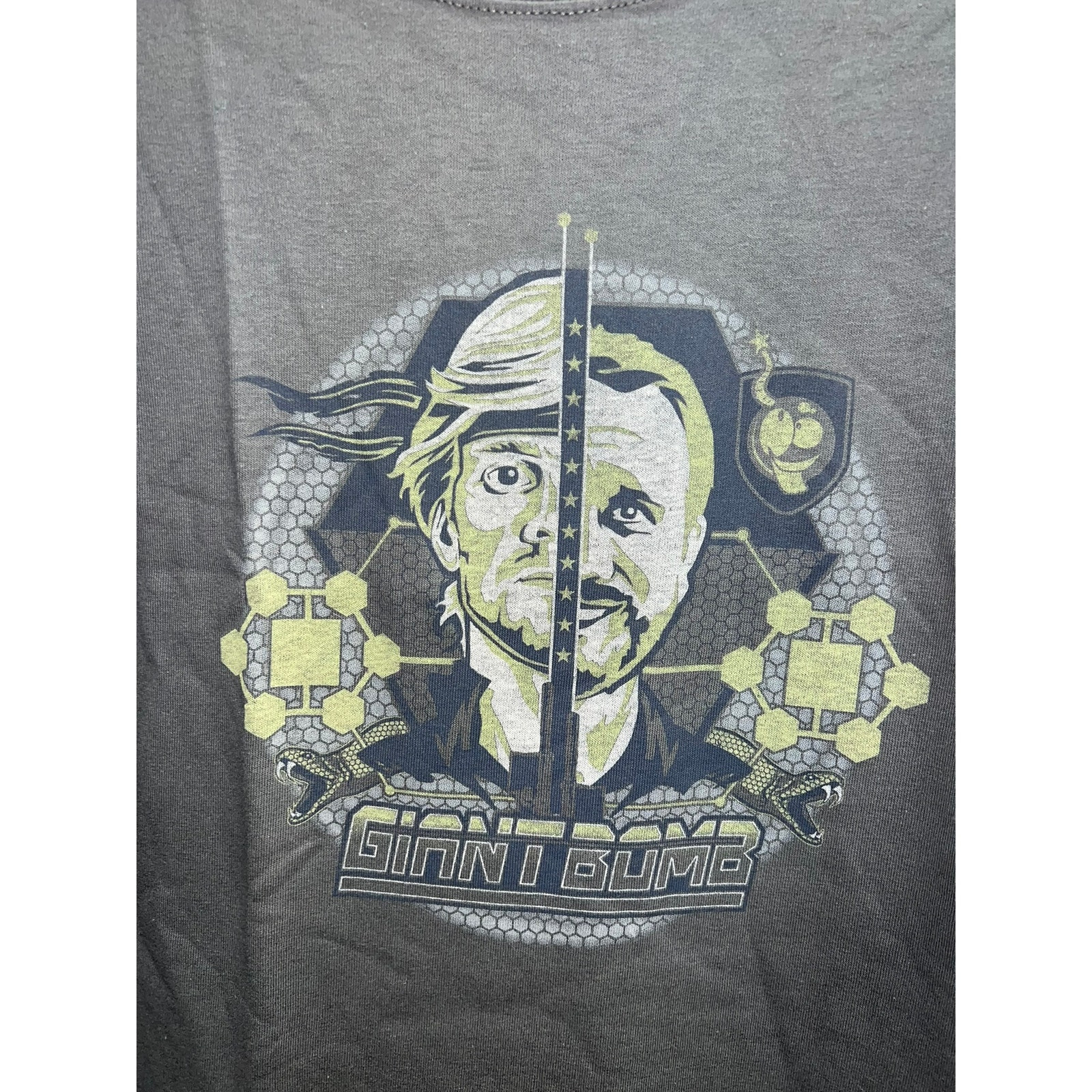 Giant Bomb Shirt Two Face Graphic Gray Short Sleeve Tee Shirt 4XL 4X gallery
