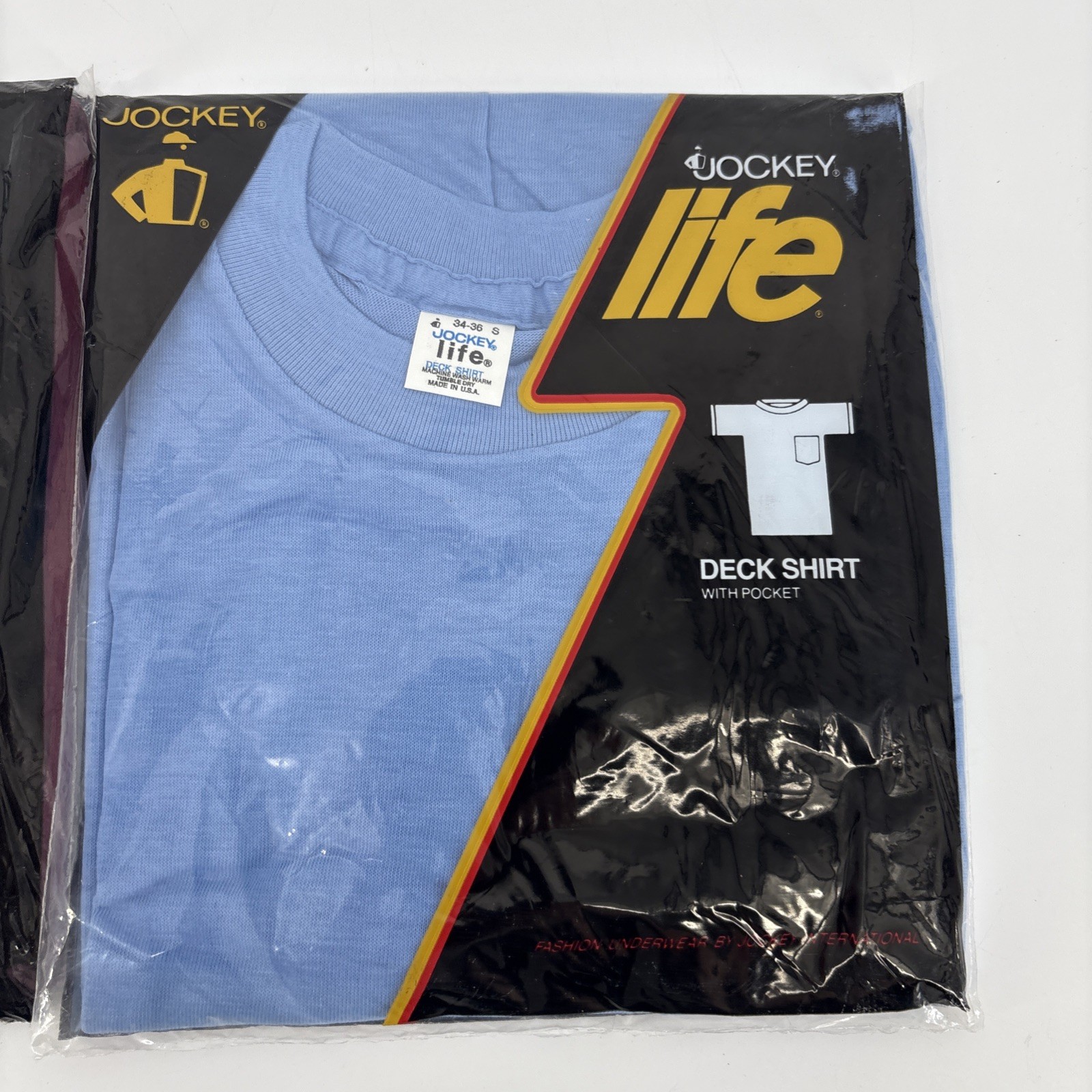 2 Vtg 1981 Jockey Life Deck T-Shirt Small 34-36 Sealed Made In USA NOS Deadstock gallery