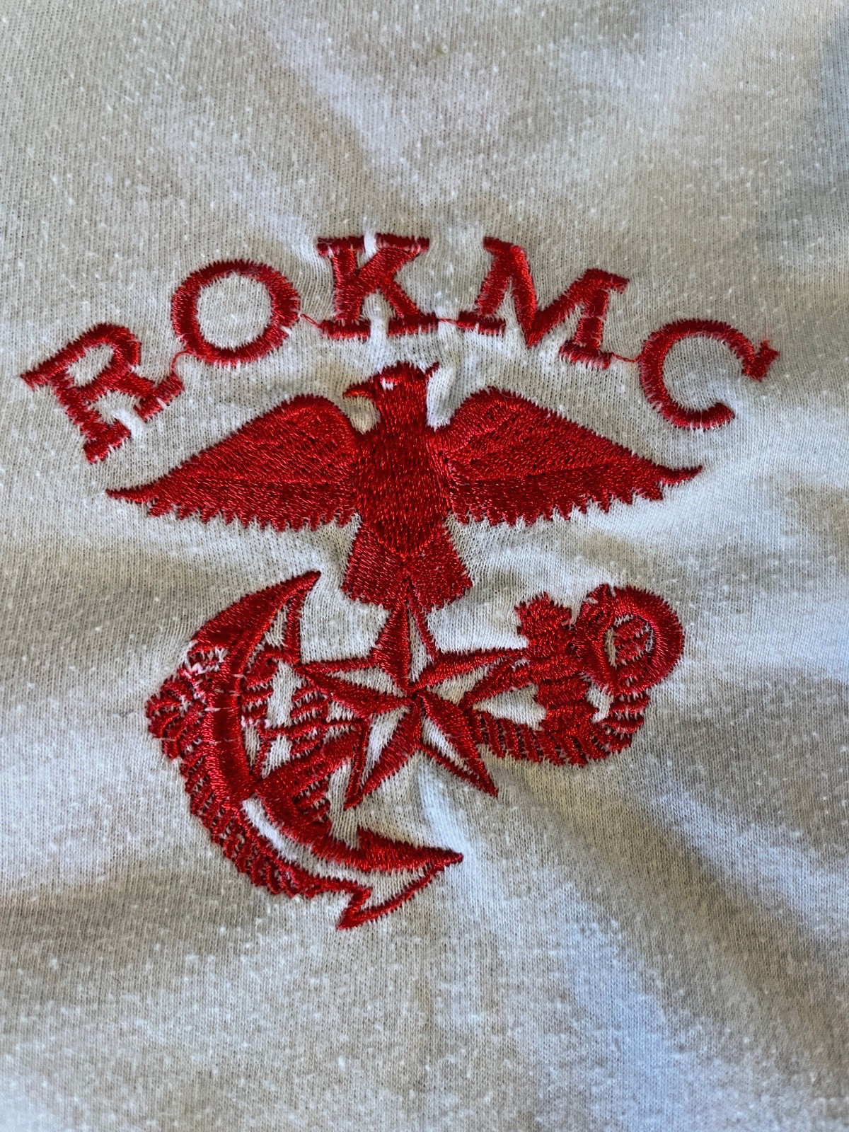 Rare Vintage Embroidered ROK Korean Marine Corps Recon Zipper Front Shirt -White gallery