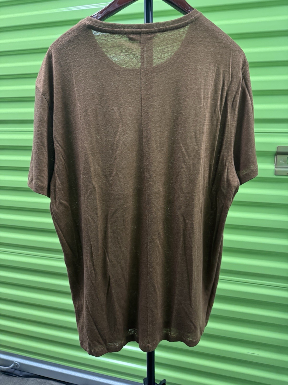 John Varvatos Men’s XL Solid Brown Linen Knit Crew Neck Short Sleeve T-Shirt gallery