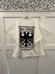 Vultures Logo Graphic Oversized Crew Neck Cotton Knit T-Shirt, White/Black 2