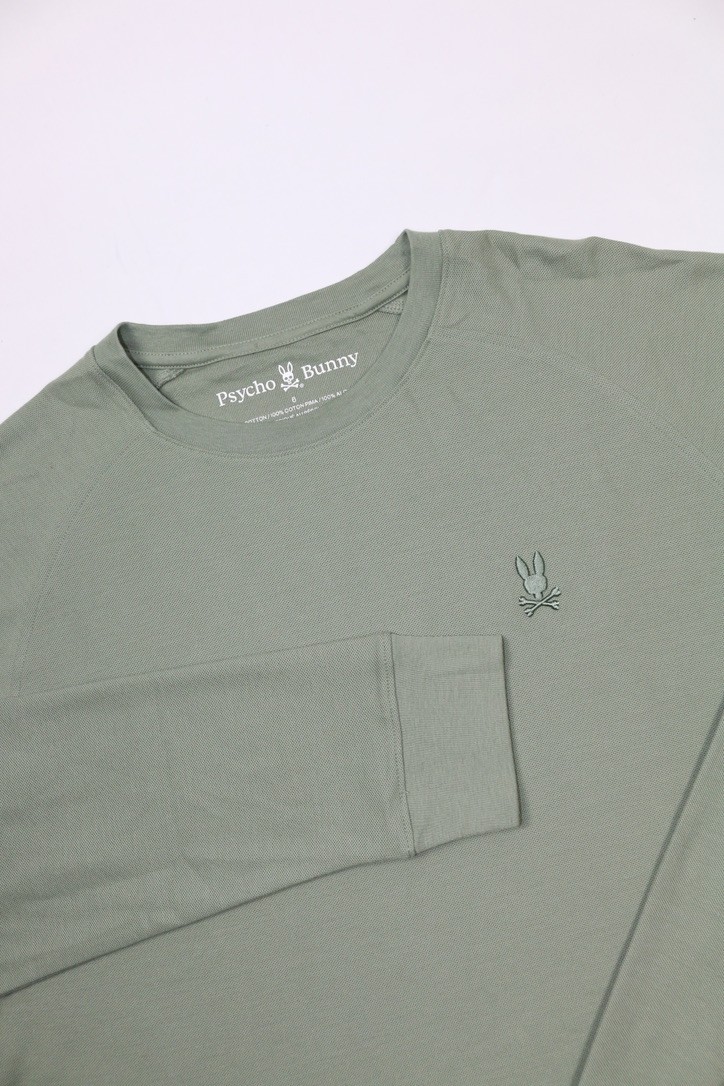 Psycho Bunny Men's Long Sleeve Taylor Pique Tee Shirt 6-L Sea Spray Embroidery gallery