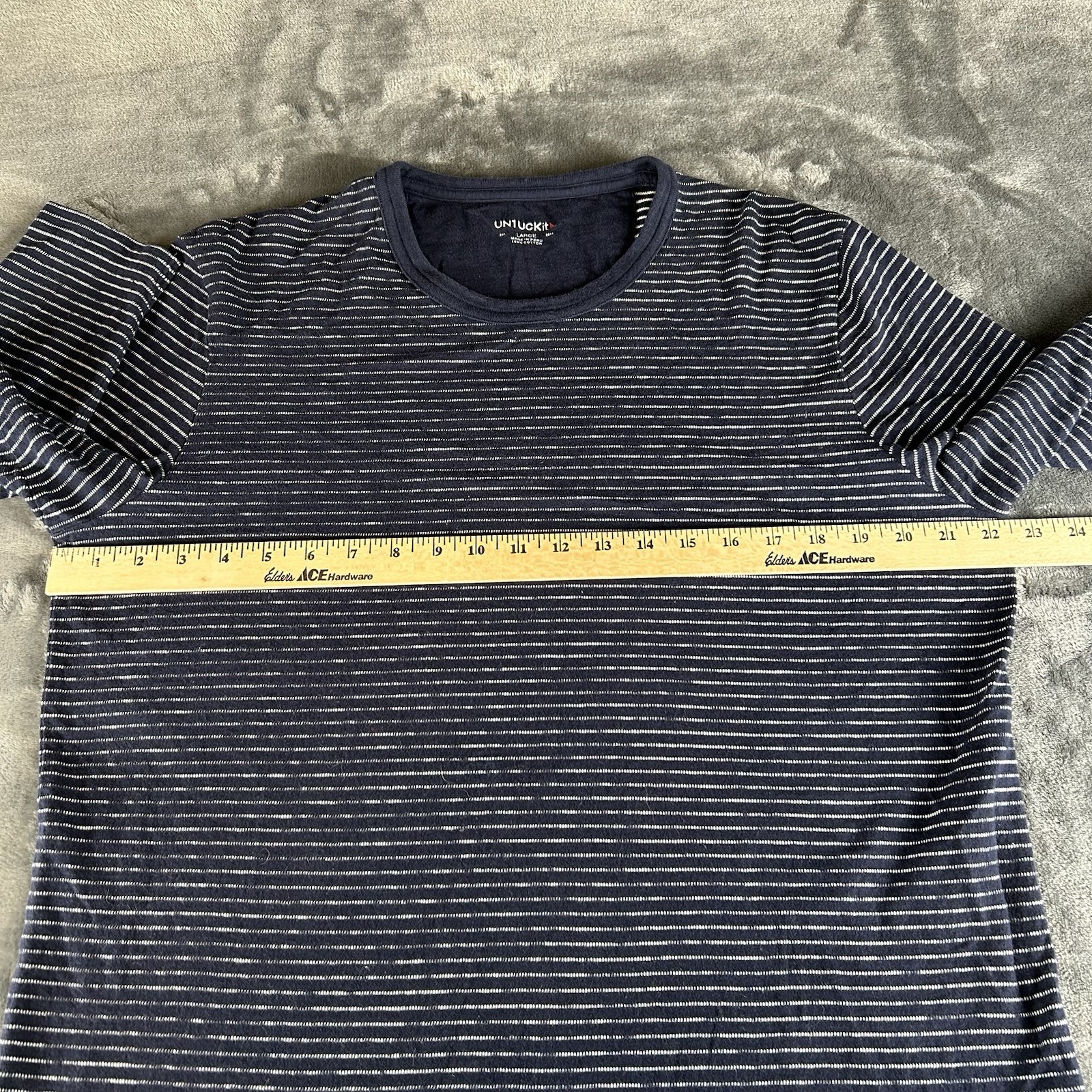 UNTUCKit Lambert Striped Cotton Crewneck T Shirt Mens L Navy Nautical Casual gallery